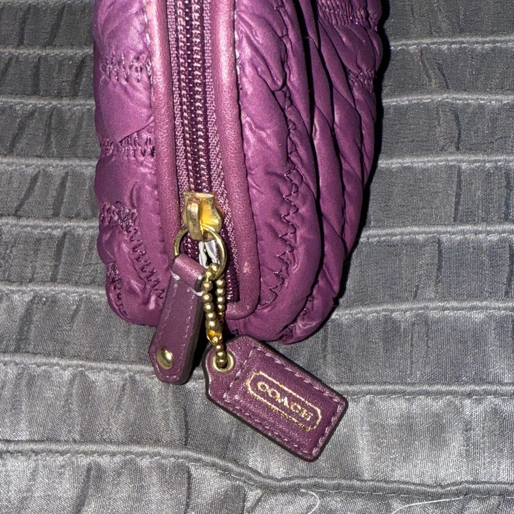 Coach Purple Quilted Cosmetic Bag - Picture 4 of 7